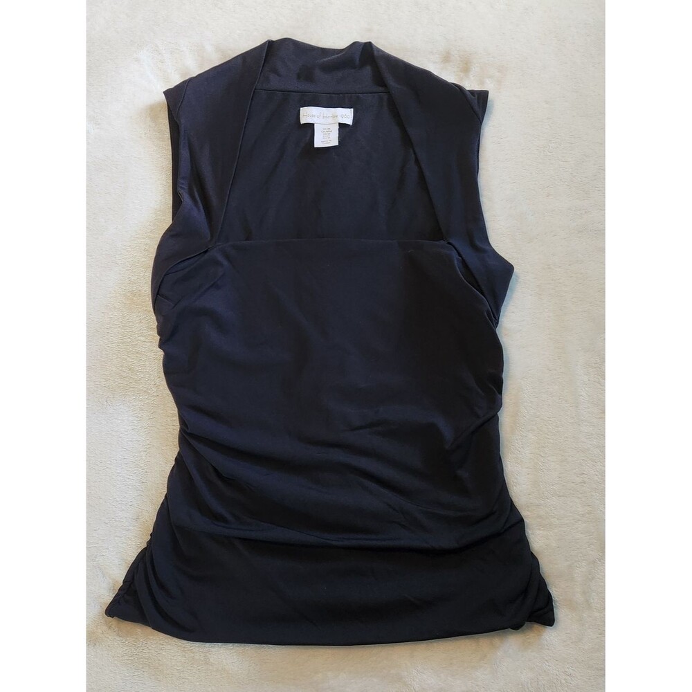 House of Harlow 1960 Black Ruched Square Neck Tank Top Size M